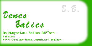 denes balics business card